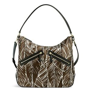 Vera Bradley Hobo Bag in Brown and White Leaf Design